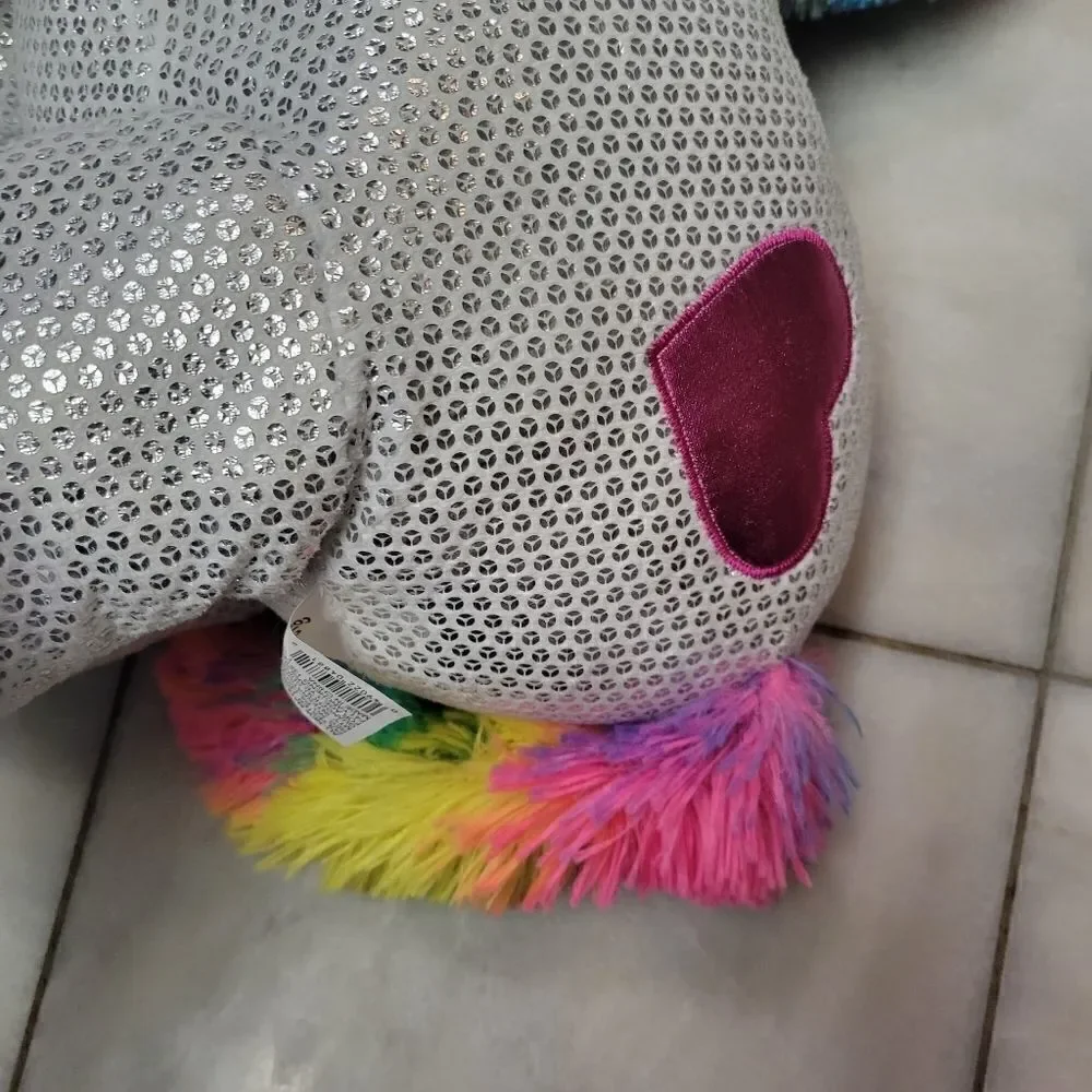 Dan Dee Silver Sparkle Rainbow plush stuffed Unicorn Horse 22